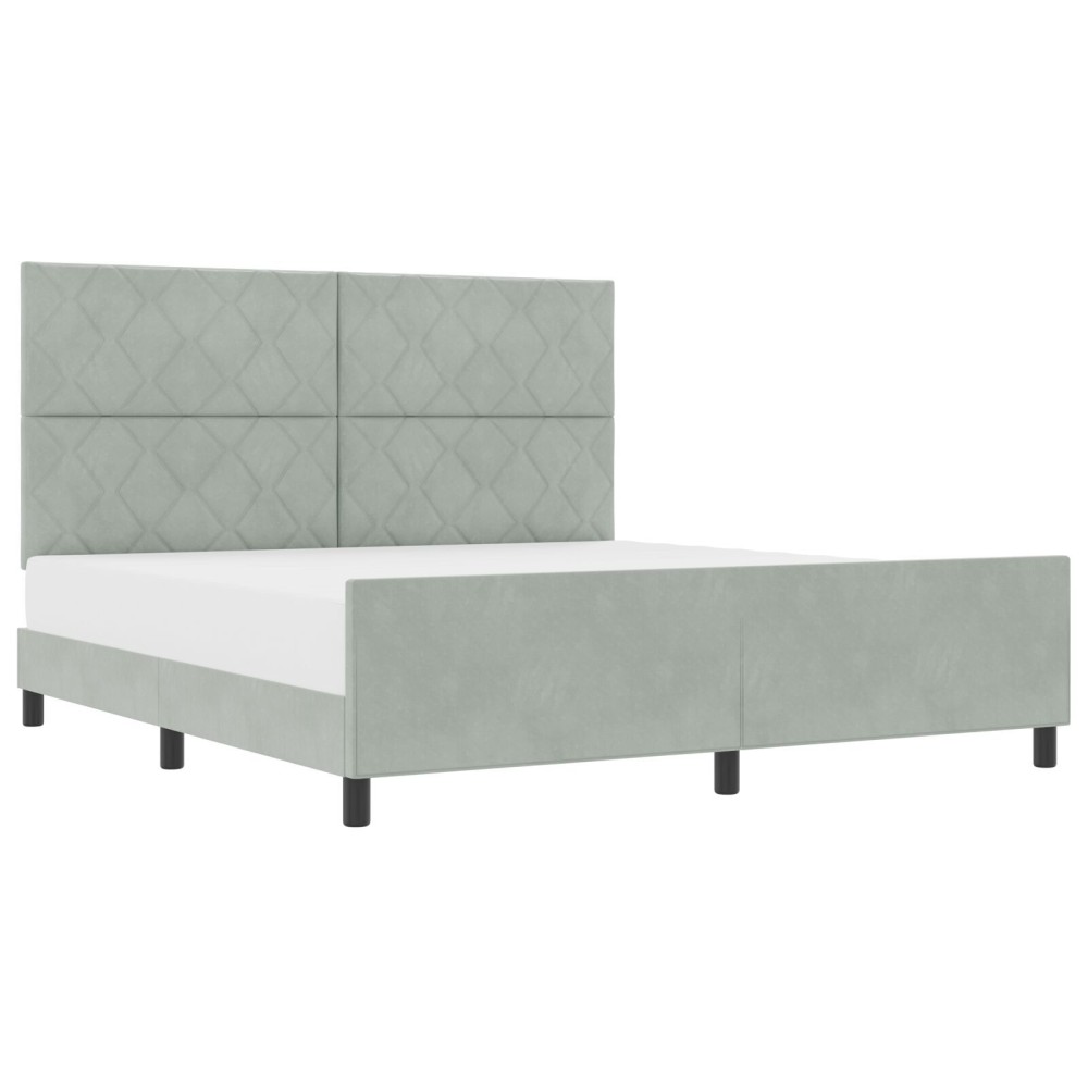 vidaXL Cadru de pat cu headboard Gri deschis 180 x 200 cm Catifea