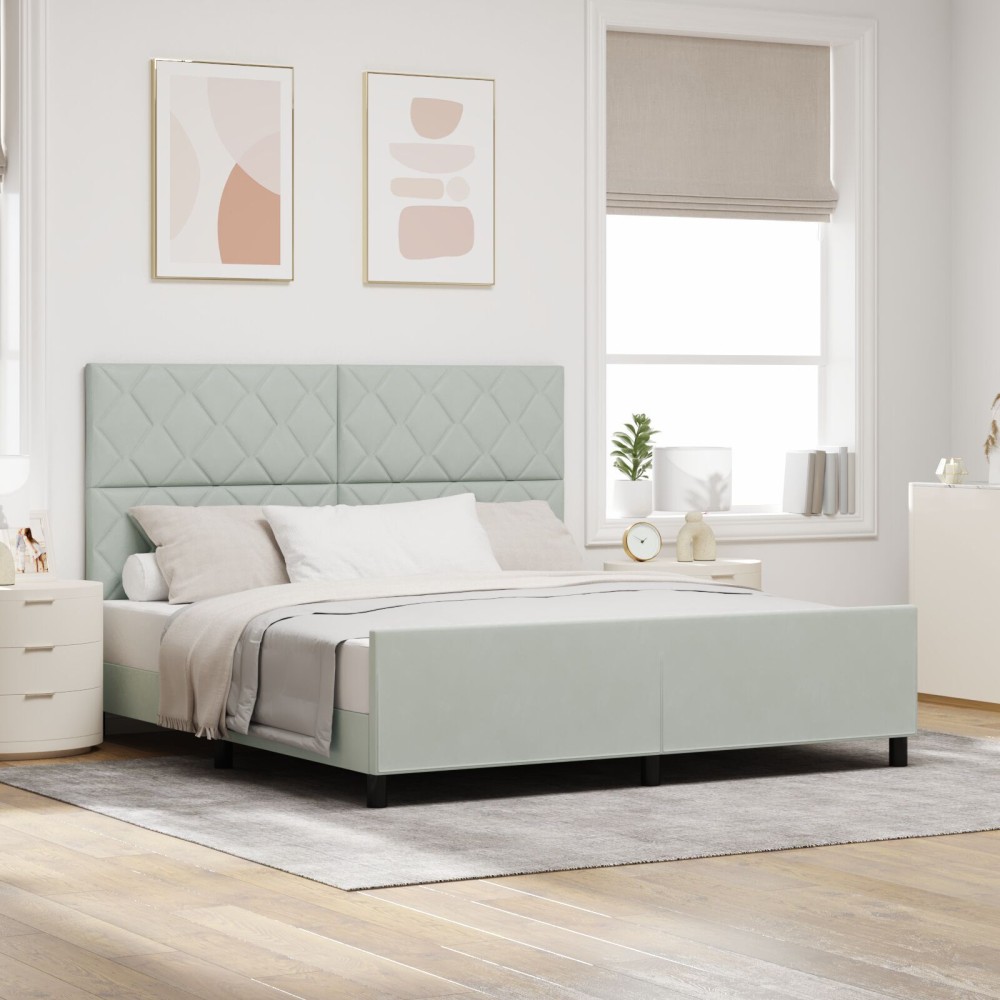 vidaXL Cadru de pat cu headboard Gri deschis 180 x 200 cm Catifea
