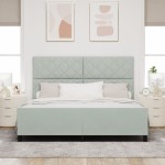 vidaXL Cadru de pat cu headboard Gri deschis 180 x 200 cm Catifea vidaXL Cadru de pat cu headboard Gri deschis 180 x 200 cm Catifea