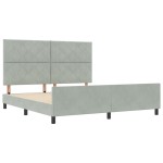vidaXL Cadru de pat cu headboard Gri deschis 180 x 200 cm Catifea vidaXL Cadru de pat cu headboard Gri deschis 180 x 200 cm Catifea