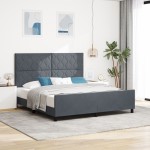 vidaXL Cadru de pat cu headboard Gri închis 180 x 200 cm Catifea vidaXL Cadru de pat cu headboard Gri închis 180 x 200 cm Catifea