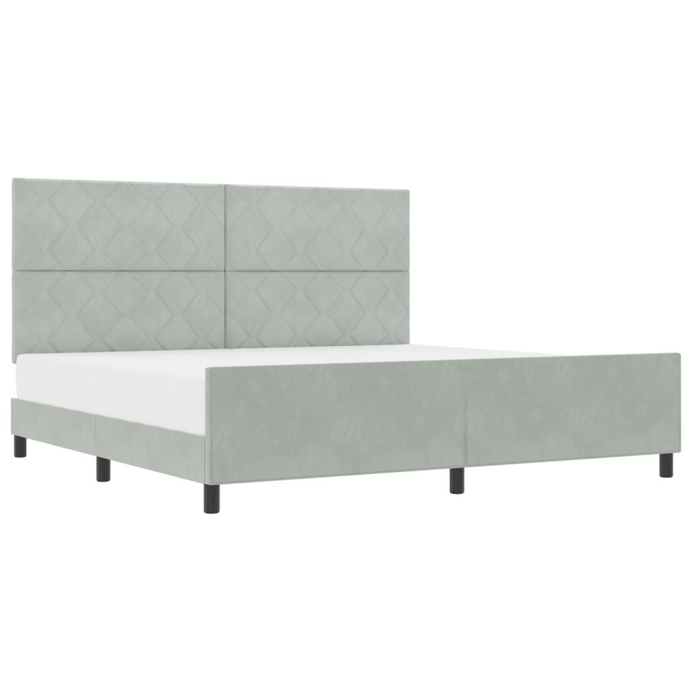 vidaXL Cadru de pat cu headboard Gri deschis 200 x 200 cm Catifea