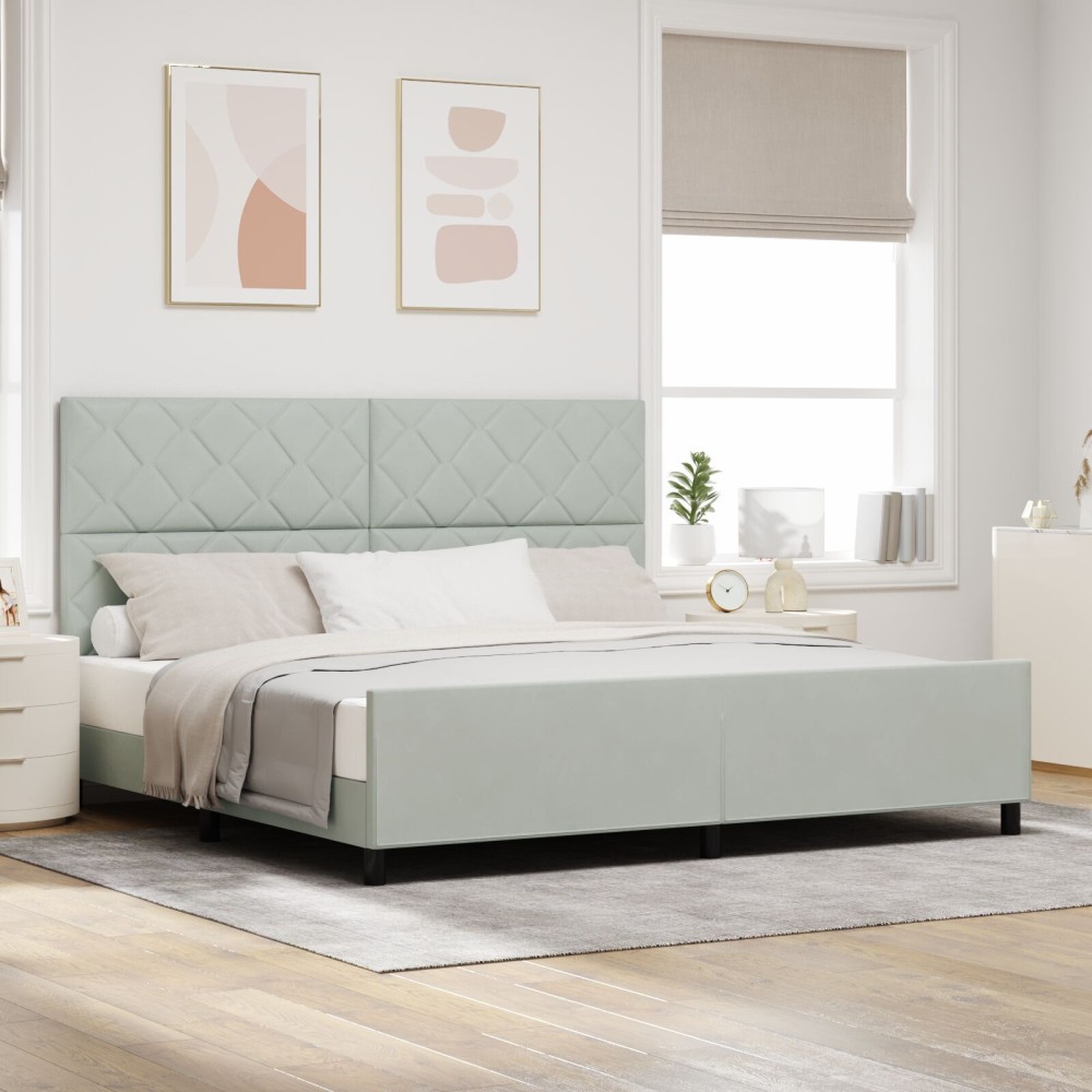 vidaXL Cadru de pat cu headboard Gri deschis 200 x 200 cm Catifea