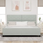 vidaXL Cadru de pat cu headboard Gri deschis 200 x 200 cm Catifea vidaXL Cadru de pat cu headboard Gri deschis 200 x 200 cm Catifea