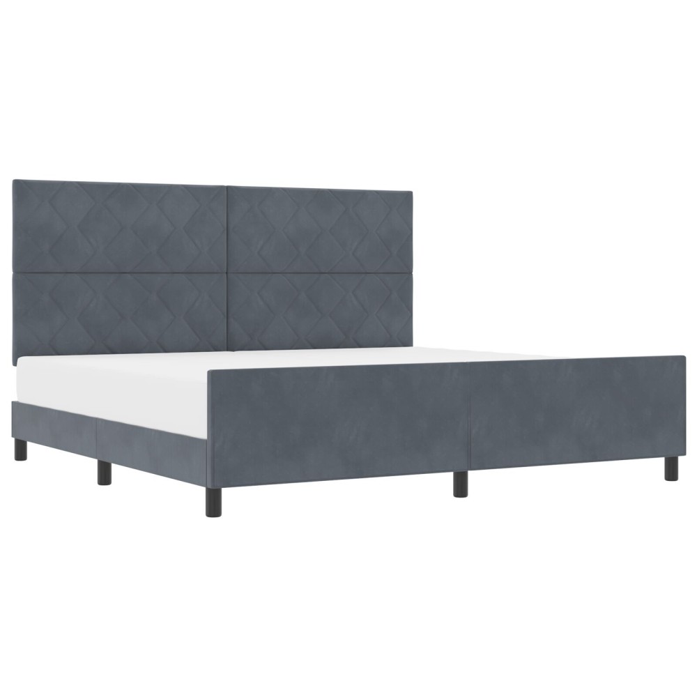 vidaXL Cadru de pat cu headboard Gri închis 200 x 200 cm Catifea