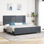 vidaXL Cadru de pat cu headboard Gri închis 200 x 200 cm Catifea vidaXL Cadru de pat cu headboard Gri închis 200 x 200 cm Catifea