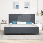 vidaXL Cadru de pat cu headboard Gri închis 200 x 200 cm Catifea vidaXL Cadru de pat cu headboard Gri închis 200 x 200 cm Catifea