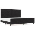 vidaXL Cadru de pat cu headboard Negru 200 x 200 cm Catifea vidaXL Cadru de pat cu headboard Negru 200 x 200 cm Catifea