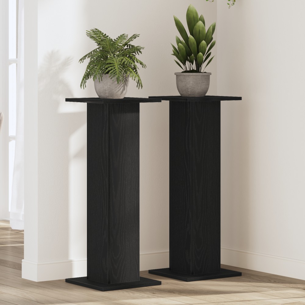 vidaXL Suport plante, 2 buc., stejar negru, 30x30x80 cm lemn prelucrat