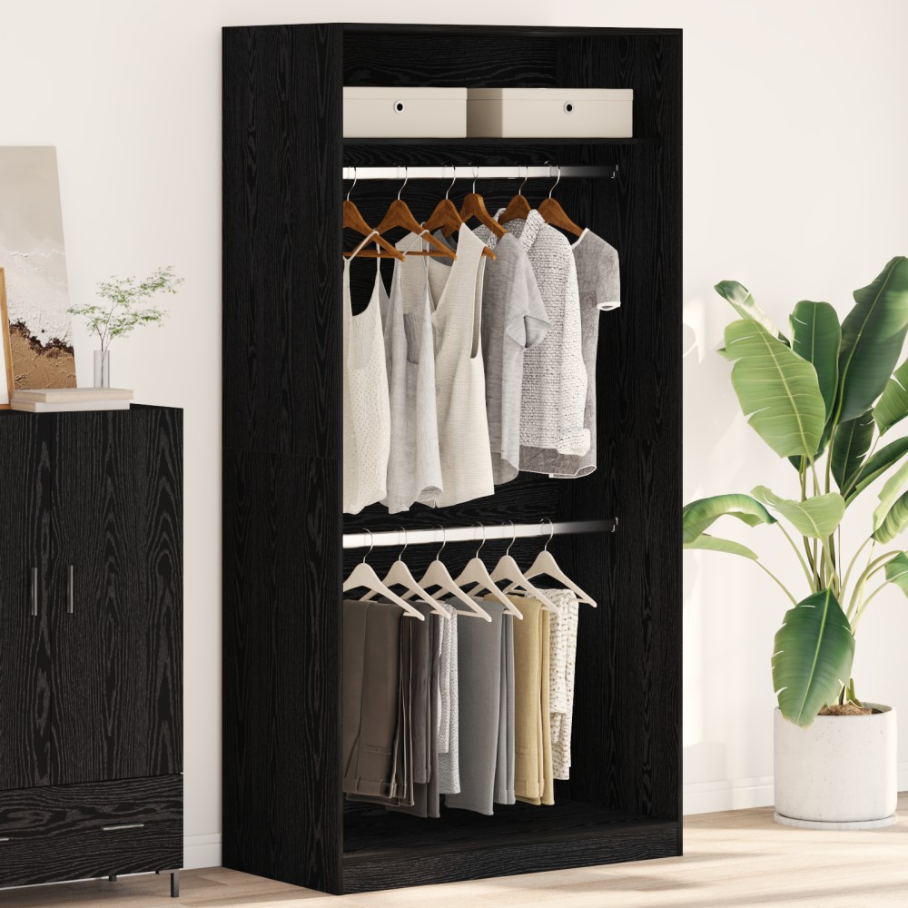 vidaXL Dulap Negru din Stejar - 100 x 50 x 200 cm, din lemn prelucrat