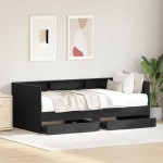 vidaXL Pat de zi Gri 90 x 200 cm Lemn compozit vidaXL Pat de zi Gri 90 x 200 cm Lemn compozit
