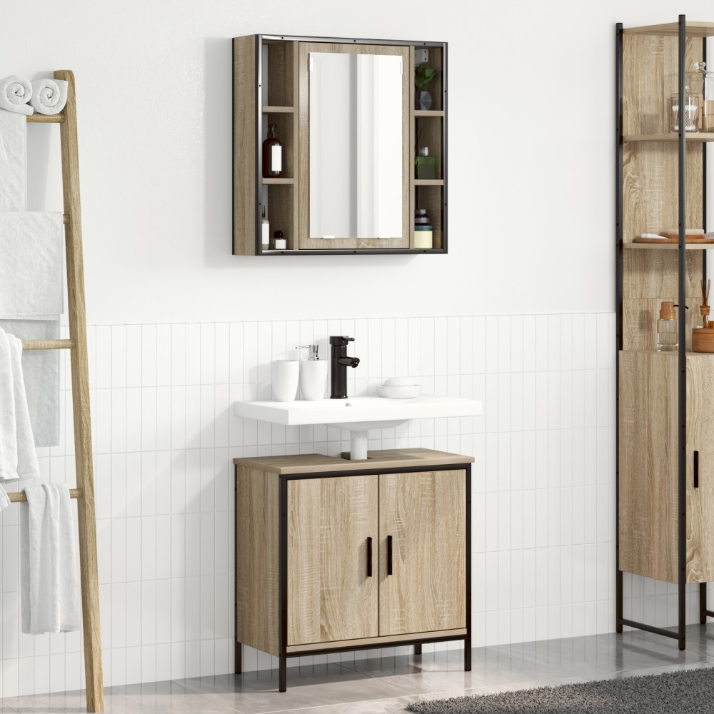 vidaXL Set Mobilier Baie de 2 Piese Stejar Sonoma Lemn prelucrat