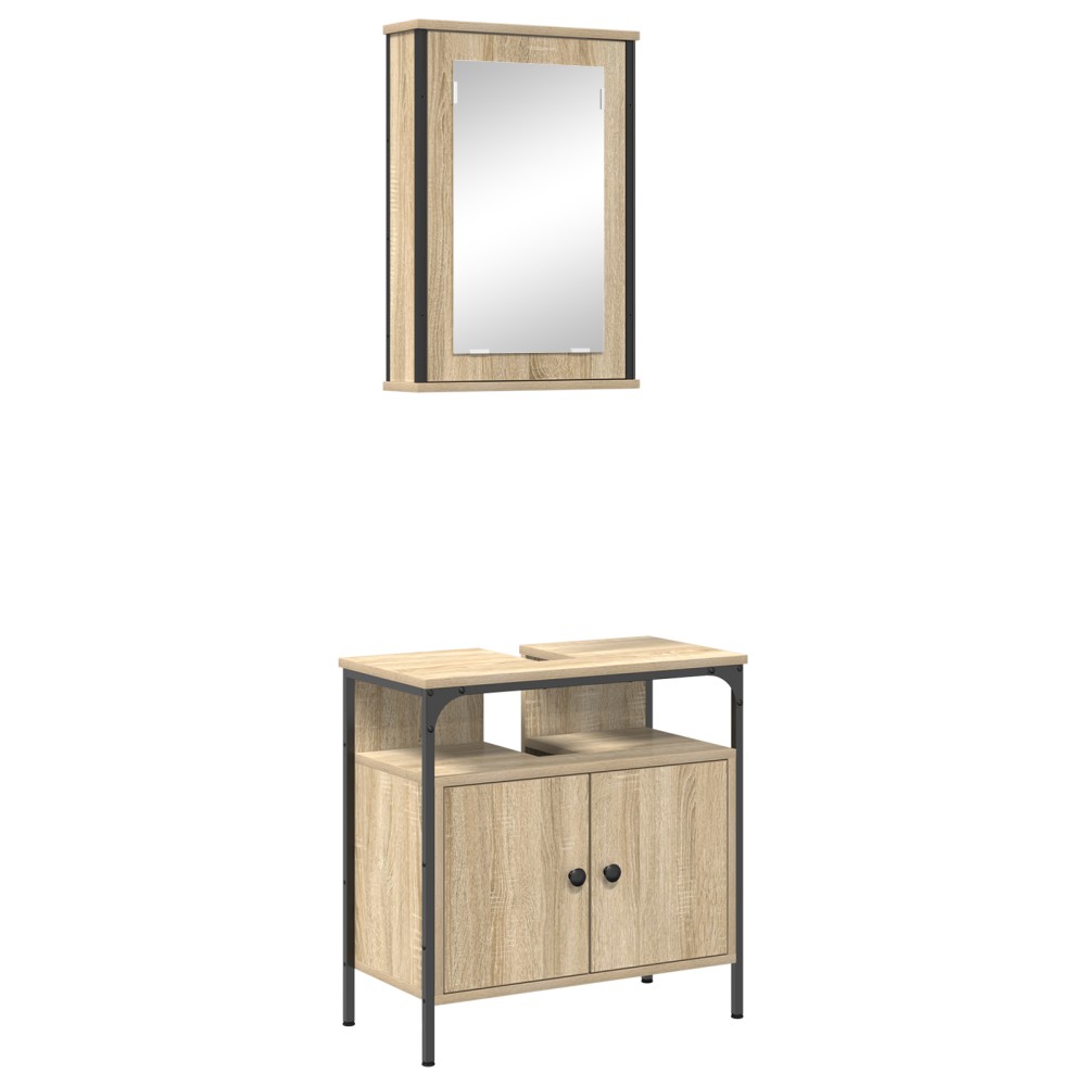 vidaXL Set de dulapuri pentru baie 2 Piese Stejar Sonoma Lemn Prelucrat