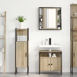vidaXL Set Mobilier Baie pe 3 Piese din Lemn Inginerizat Stejar Deschis vidaXL Set Mobilier Baie pe 3 Piese din Lemn Inginerizat Stejar Deschis