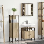 vidaXL Set Mobilier Baie pe 3 Piese din Lemn Inginerizat Stejar Deschis vidaXL Set Mobilier Baie pe 3 Piese din Lemn Inginerizat Stejar Deschis