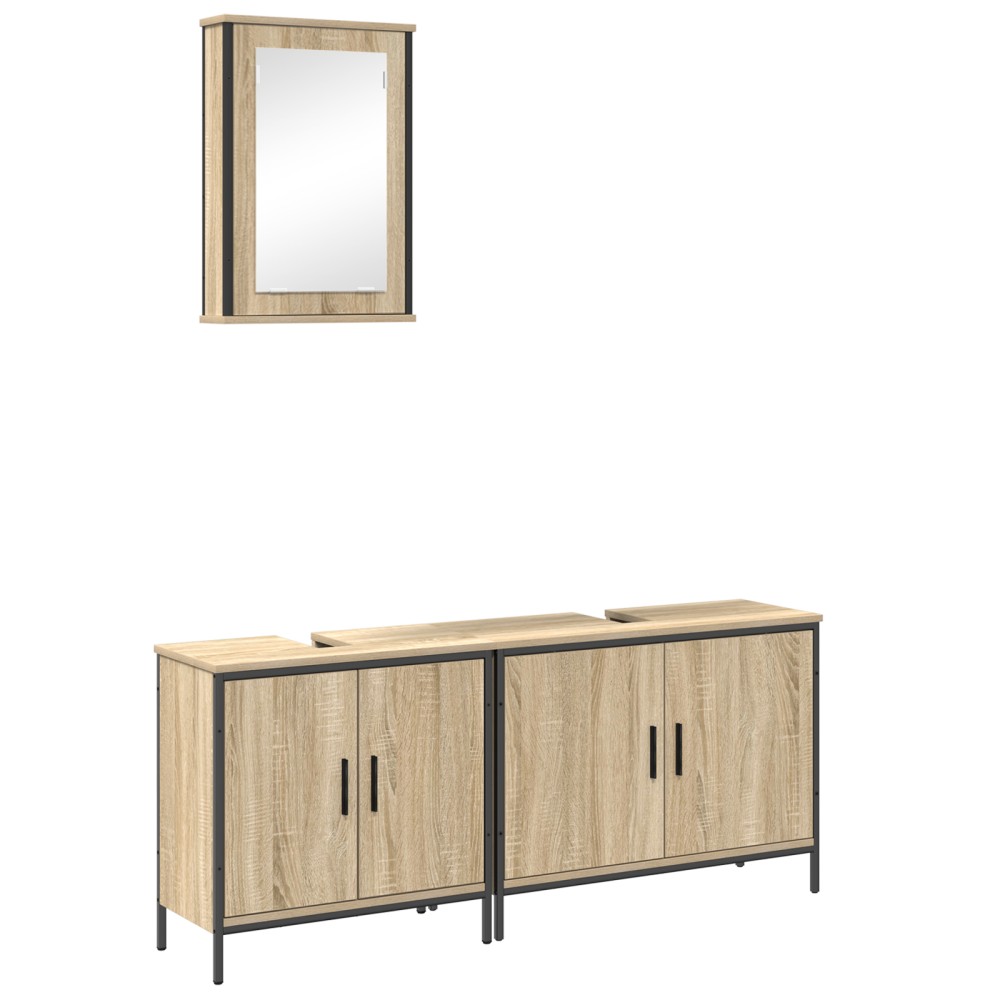 vidaXL Set de mobilier pentru baie din lemn ingineresc Sonoma Oak