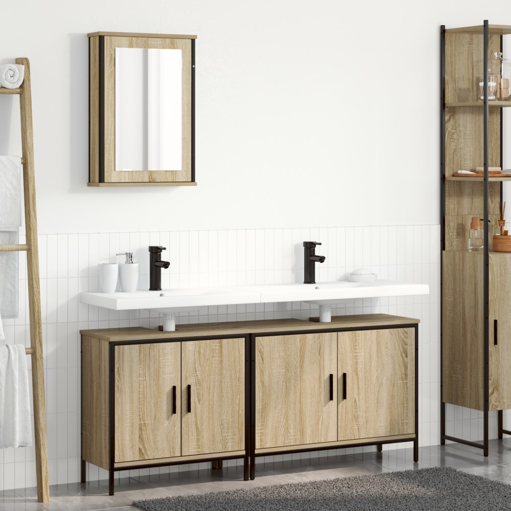 vidaXL Set de mobilier pentru baie din lemn ingineresc Sonoma Oak