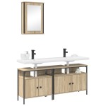 Set de Dulapuri pentru Baie vidaXL 3 Piese Lemn Prelucrat Stejar Sonoma