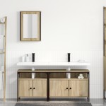 Set de Dulapuri pentru Baie vidaXL 3 Piese Lemn Prelucrat Stejar Sonoma