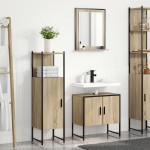 Set de mobilă baie vidaXL 3 Piese Stejar Sonoma Lemn Prelucrat Set de mobilă baie vidaXL 3 Piese Stejar Sonoma Lemn Prelucrat