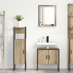 Set de mobilă baie vidaXL 3 Piese Stejar Sonoma Lemn Prelucrat Set de mobilă baie vidaXL 3 Piese Stejar Sonoma Lemn Prelucrat