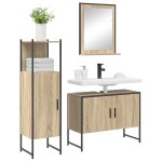 Set Mobilier Baie vidaXL 3 Piese Stejar deschis Lemn procesat