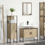 Set Mobilier Baie vidaXL 3 Piese Stejar deschis Lemn procesat