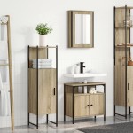 vidaXL Set de mobilier pentru baie 3 pcs Maro 33 x 33 x 120.5 cm