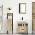vidaXL Set de mobilier pentru baie 3 pcs Maro 33 x 33 x 120.5 cm
