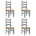 vidaXL Set de sufragerie din 5 piese Panama din lemn masiv de pin gri vidaXL Set de sufragerie din 5 piese Panama din lemn masiv de pin gri