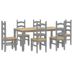 vidaXL Set de sufragerie din 7 piese Panama din lemn masiv de pin gri vidaXL Set de sufragerie din 7 piese Panama din lemn masiv de pin gri