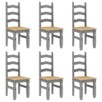 vidaXL Set de sufragerie din 7 piese Panama din lemn masiv de pin gri vidaXL Set de sufragerie din 7 piese Panama din lemn masiv de pin gri