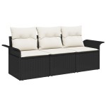 vidaXL Set de canapele pentru grădină 3 pcs Negru 196 x 62 x 85cm