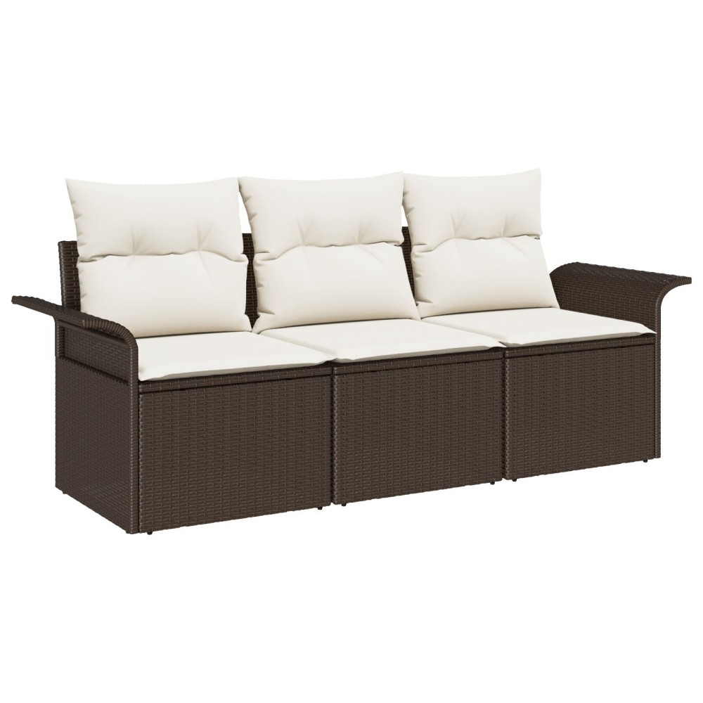 vidaXL Set de canapele pentru grădină 3 pcs Maro 196 x 62 x 85cm