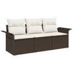 vidaXL Set de canapele pentru grădină 3 pcs Maro 196 x 62 x 85cm