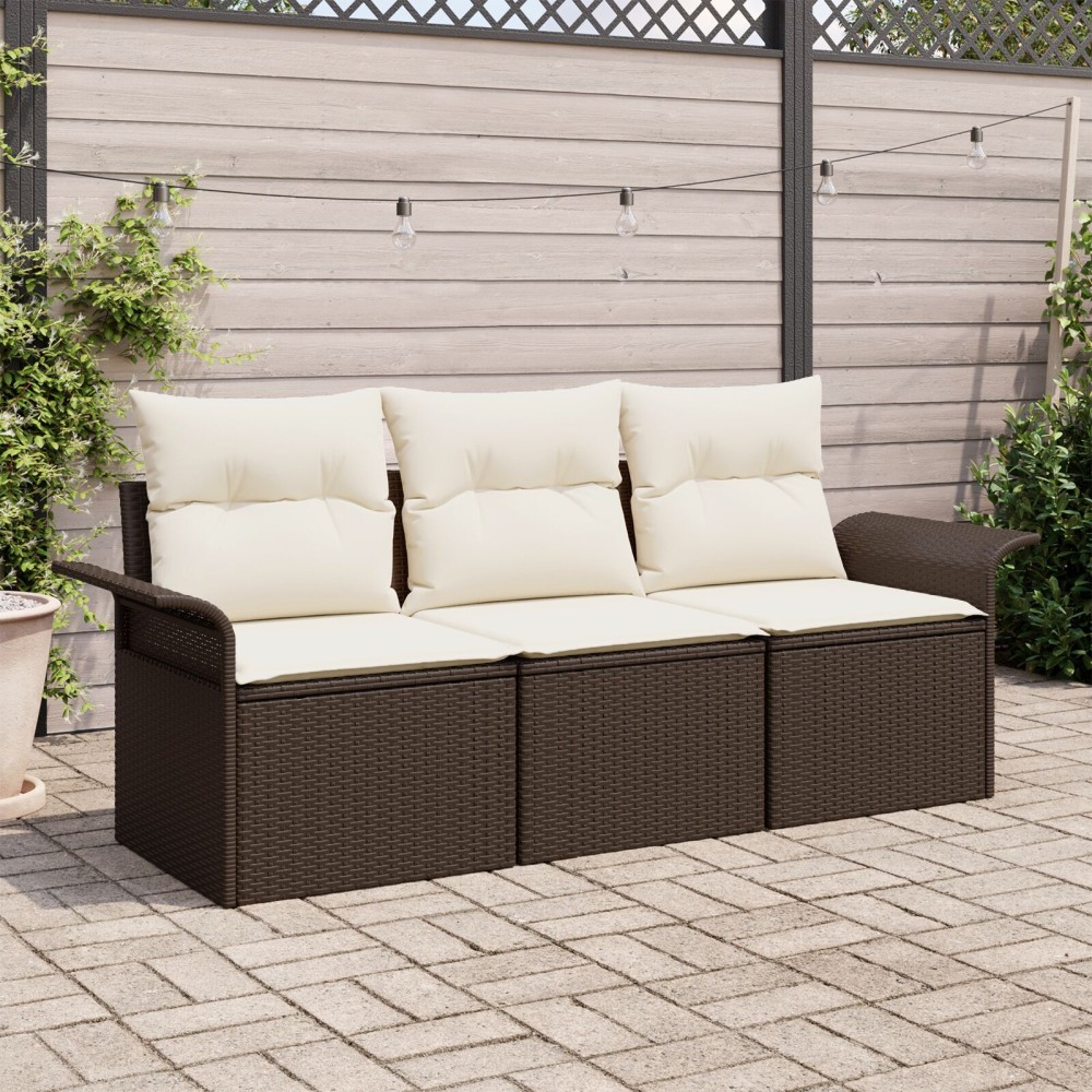 vidaXL Set de canapele pentru grădină 3 pcs Maro 196 x 62 x 85cm