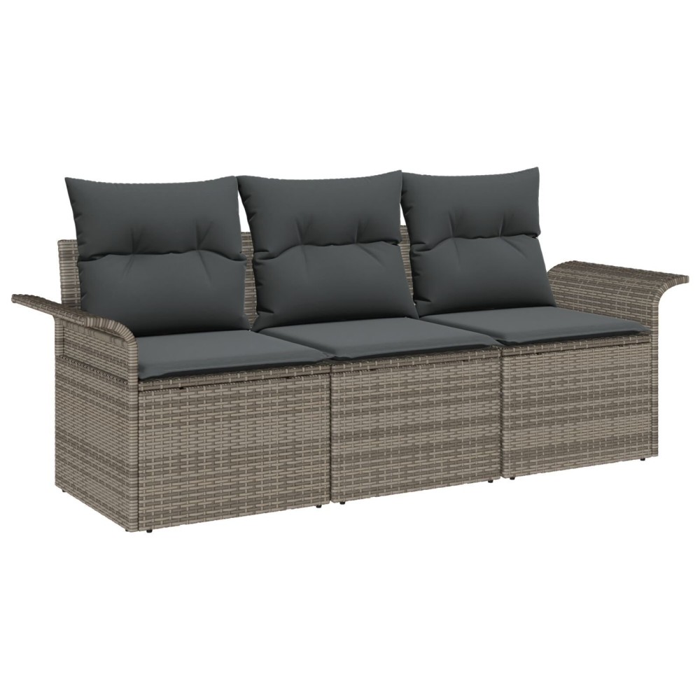 vidaXL Set de canapele pentru grădină 3 pcs Gri 196 x 62 x 85cm