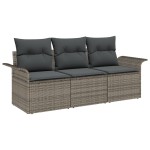 vidaXL Set de canapele pentru grădină 3 pcs Gri 196 x 62 x 85cm
