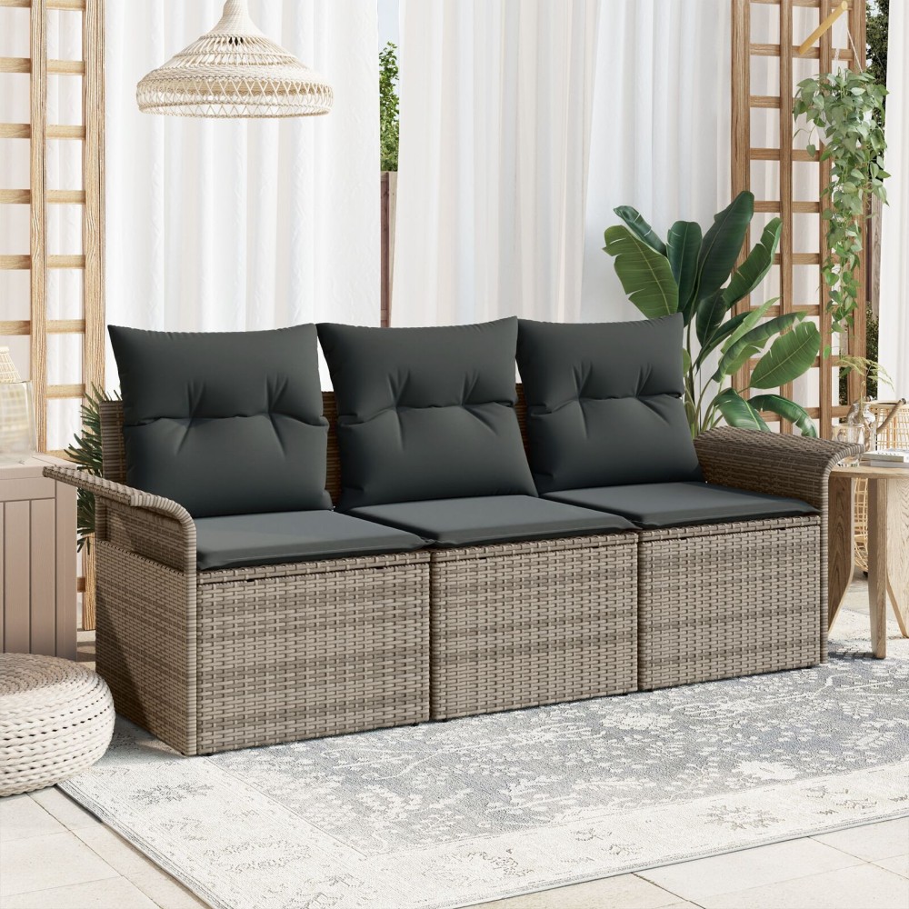 vidaXL Set de canapele pentru grădină 3 pcs Gri 196 x 62 x 85cm