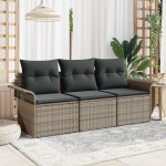 vidaXL Set de canapele pentru grădină 3 pcs Gri 196 x 62 x 85cm