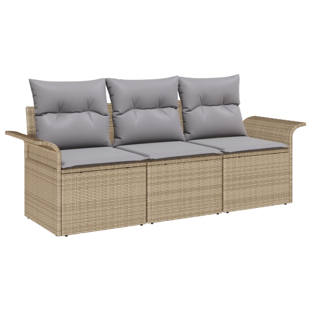 vidaXL Set de canapele pentru grădină 3 pcs Bej 196 x 62 x 85cm