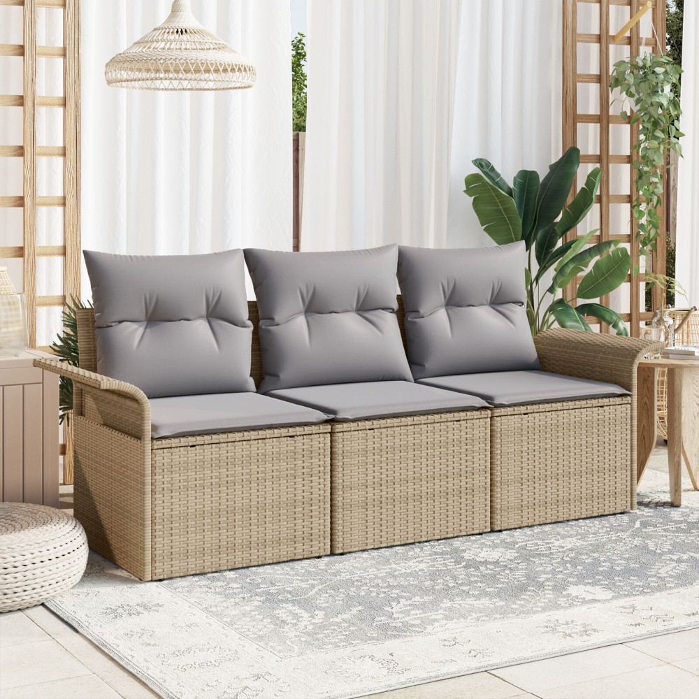 vidaXL Set de canapele pentru grădină 3 pcs Bej 196 x 62 x 85cm