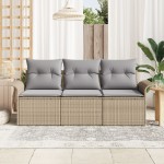 vidaXL Set de canapele pentru grădină 3 pcs Bej 196 x 62 x 85cm