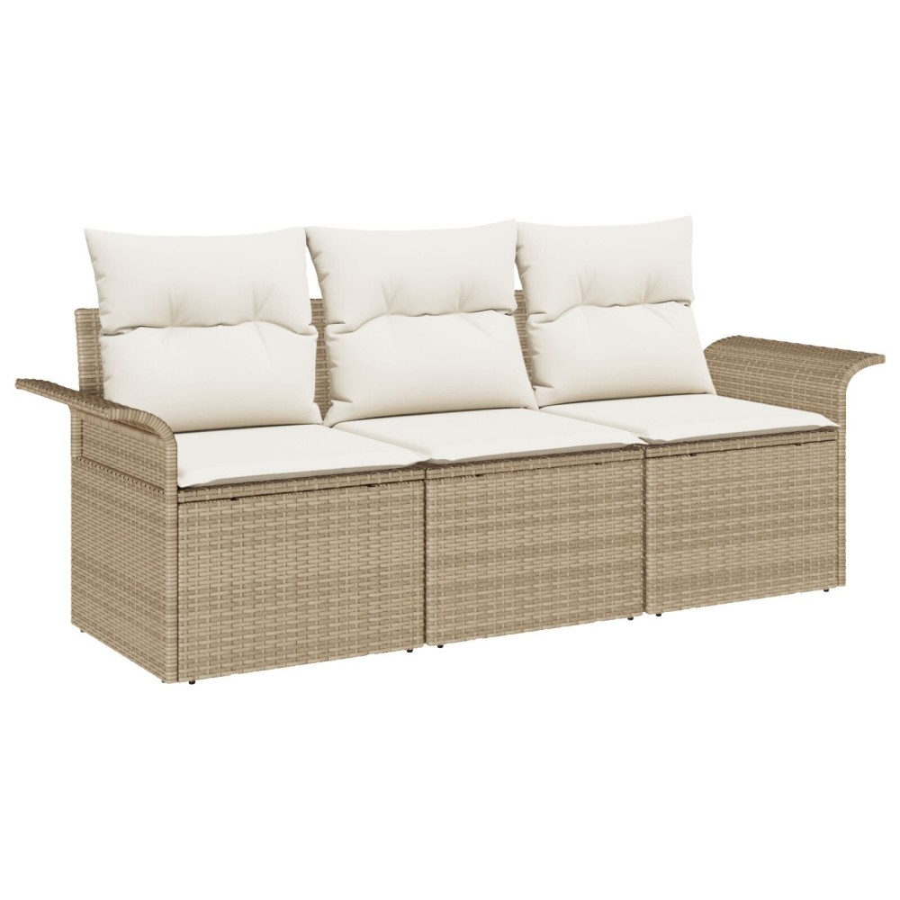 vidaXL Set de canapele pentru grădină 3 pcs Bej 196 x 62 x 85cm