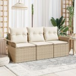 vidaXL Set de canapele pentru grădină 3 pcs Bej 196 x 62 x 85cm