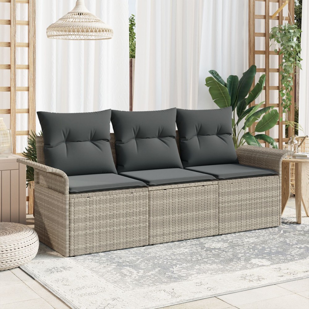 vidaXL Set de canapele pentru grădină 3 pcs Gri 196 x 62 x 85cm