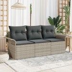 vidaXL Set de canapele pentru grădină 3 pcs Gri 196 x 62 x 85cm