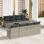 vidaXL Set Sofa Grădină 9 Piese cu Perne Gri Deschis Ratan Poli