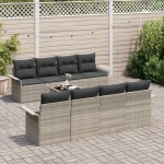 vidaXL Set Sofa Grădină 9 Piese cu Perne Gri Deschis Ratan Poli