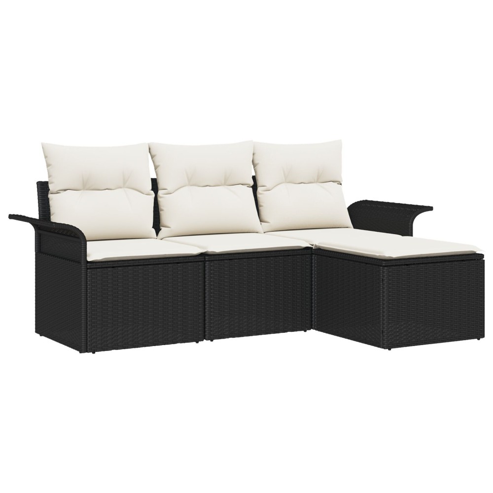 vidaXL Set de canapele pentru grădină 4 pcs Negru 55 x 55 x 37cm